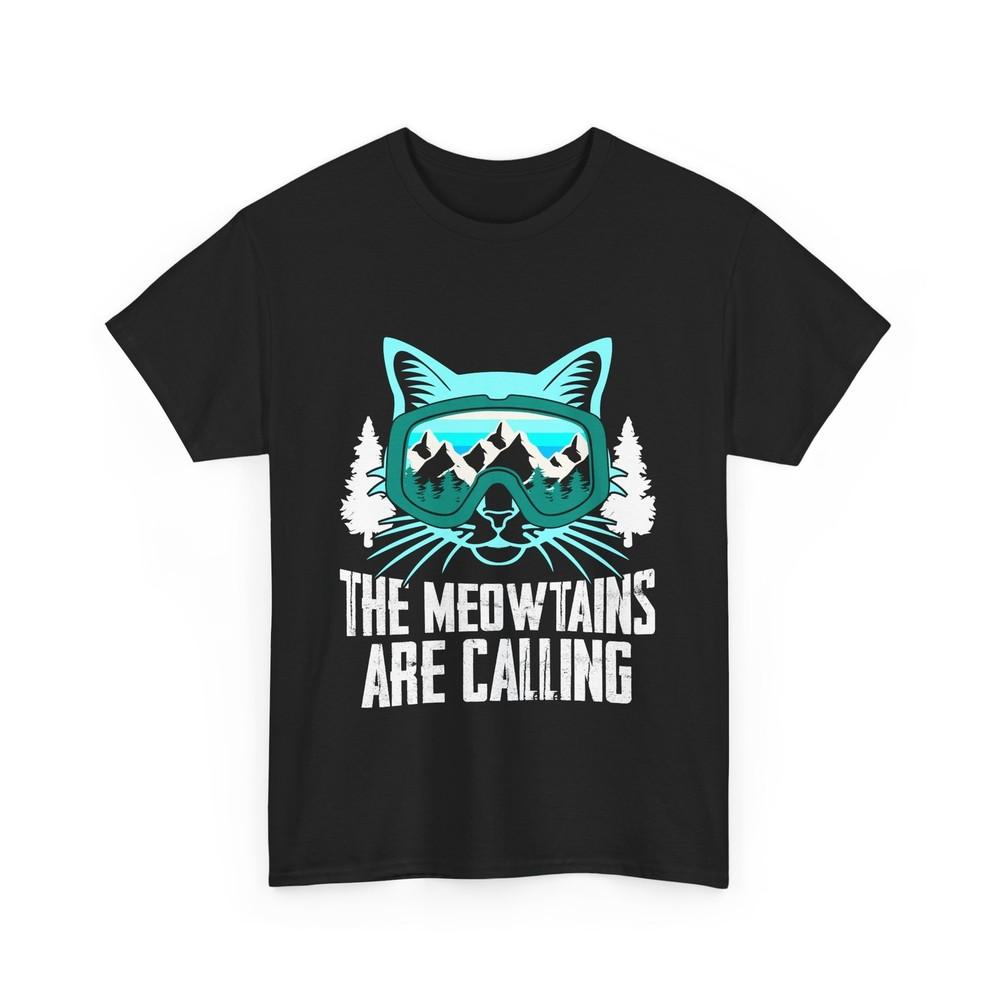 

The Meowtains Are Calling Snowboarding Snowboarder Cat Goggle Cute T-shirt L