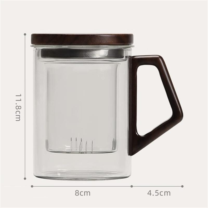 

400ml Wood Handle Glass Tea Cup With Tea Infuser Filter Heat Resistant Blooming Puer Green Tea Loose Leaf Tea Mug Drinkware 400ml чистый