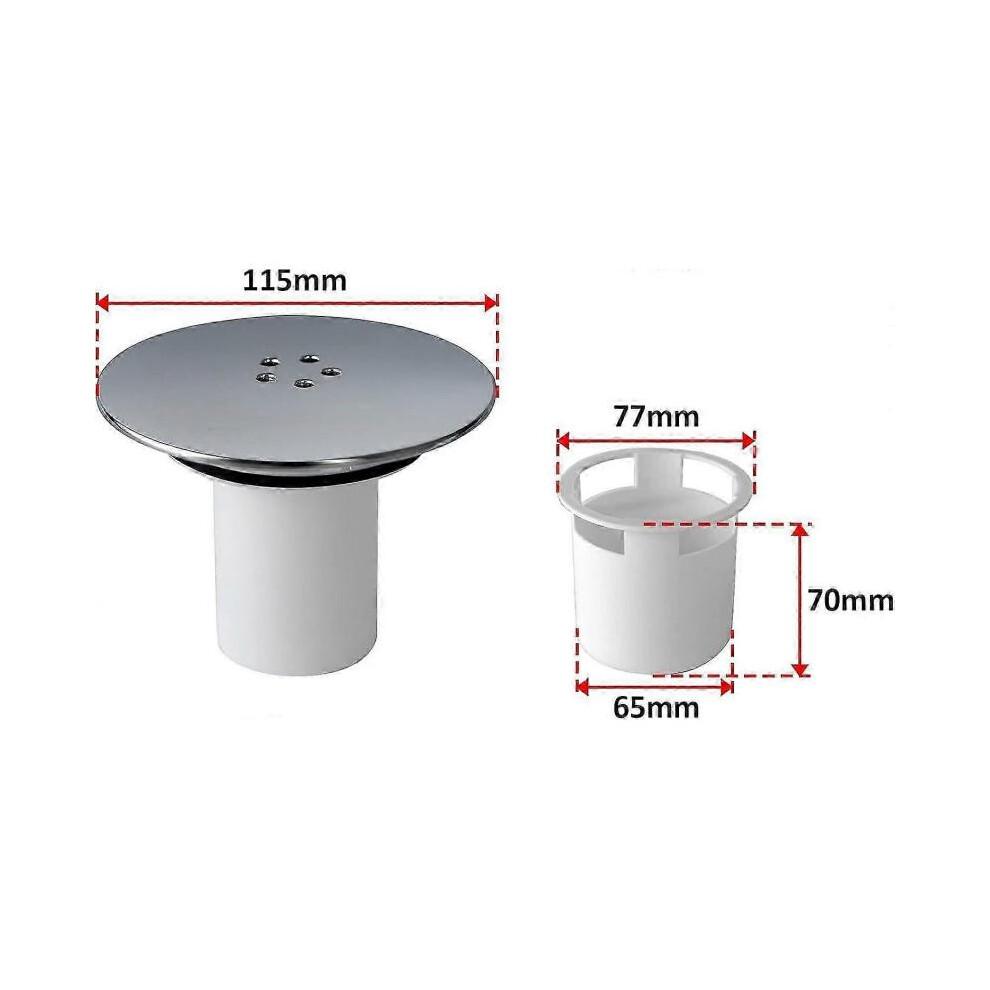 Shower Drain Cover Replacement, Chrome Shower Trap Cover, Cover for Shower Drain Outlet, Shower Plughole Cover 90mm / 115mm, Removable Top Fitting Cap