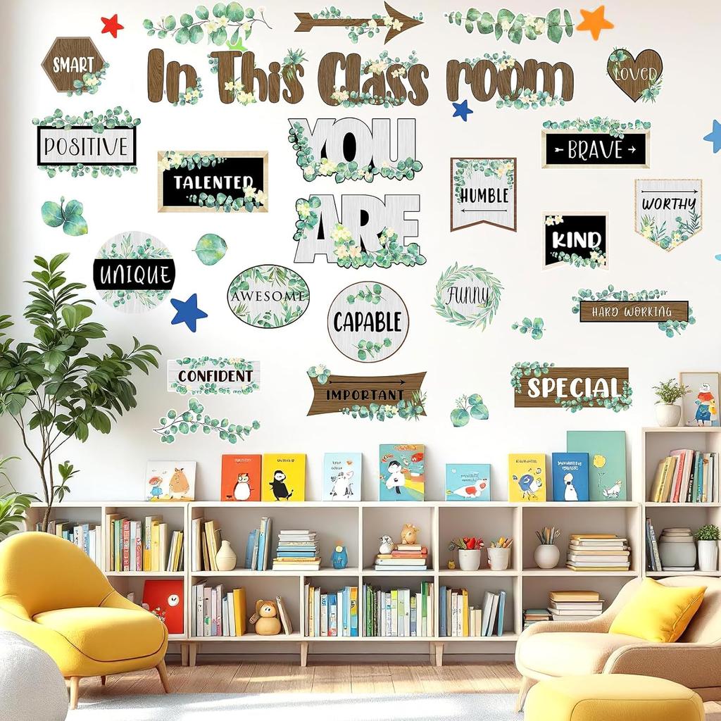 Eucalyptus Positive pirational Affirmation Bulletin Board Decor Nature Classroom Decor Classroom Greenery Themes Decoration Sets