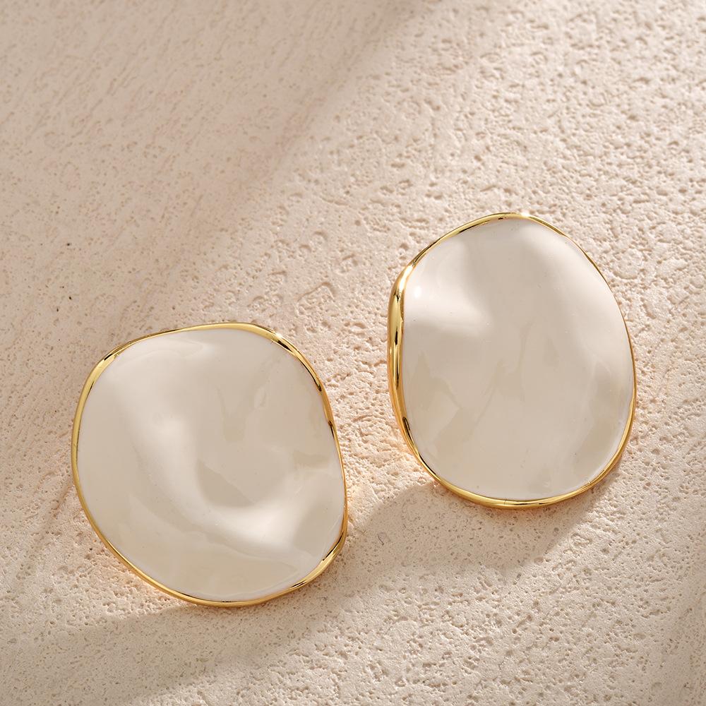 French drip glaze pleated round stud earrings women's light luxury niche design high-end temperament earrings burgundy retro earrings