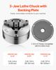 VEVOR 3-Jaw Lathe Chuck, 8 Inch (200 Mm), Self-Centering Chuck with 2 1/4 In-8 Threaded Backing Plate