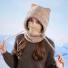 Winter  Scarf Mask Integrated Hat Women's Fleece Cold-proof Knitted Wool Hat Outdoor Warm Ear Protective Hat