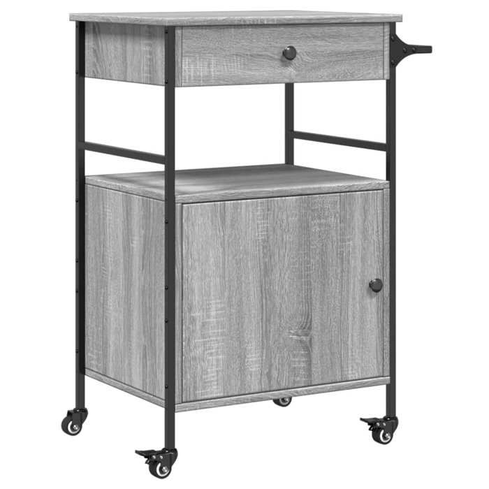 VidaXL Kitchen Cart, Shelf with Wheels, Service Cart, Indoor Living Room Bathroom Storage Furniture, Sonoma 842394