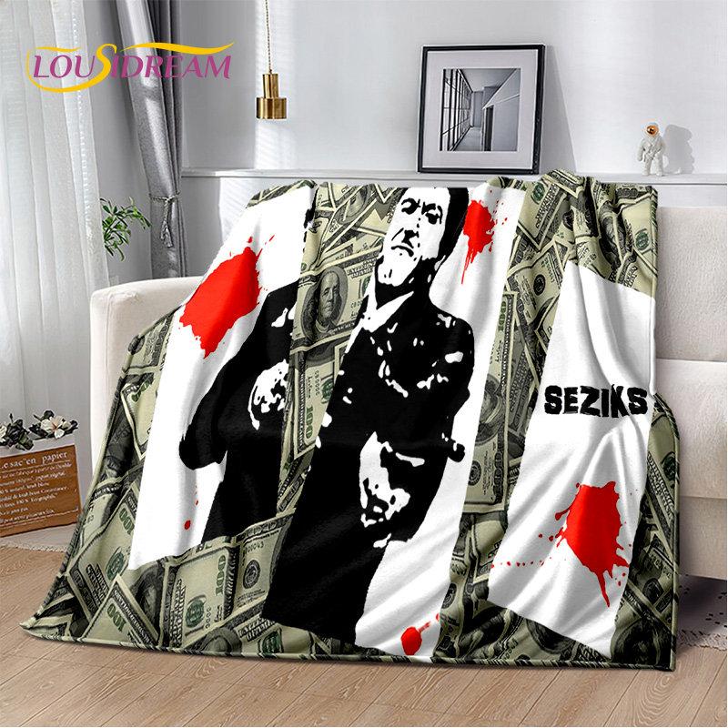 Movie Scarface Tony 3D Printing Soft Plush Blanket,Flannel Blanket Throw Blanket for Living Room Bedroom Bed Sofa Picnic Cover