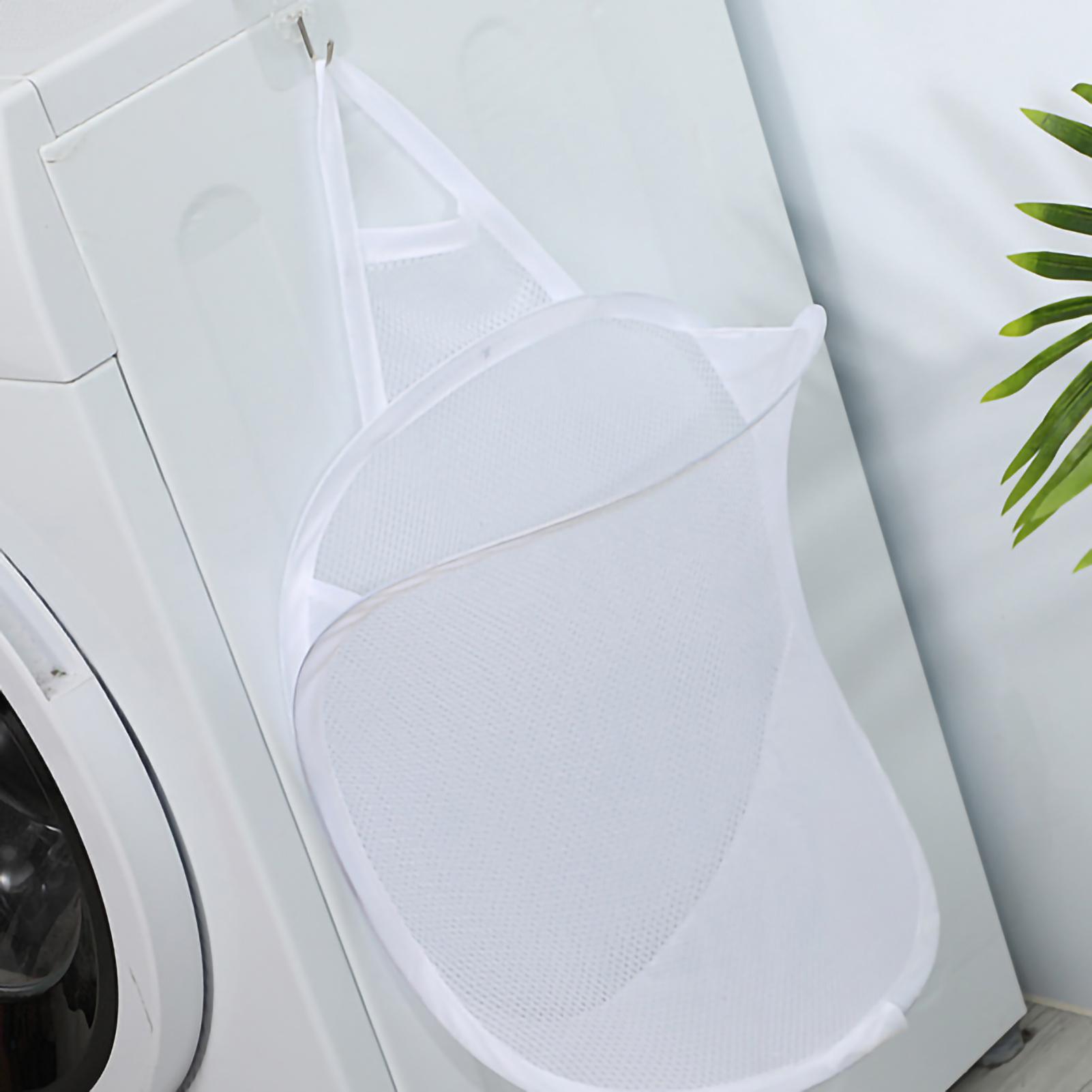 Collapsible Laundry Bag Foldable Laundry Hamper Large Laundry Basket Mesh Wall Mounted for Bathroom with Hook Type 2