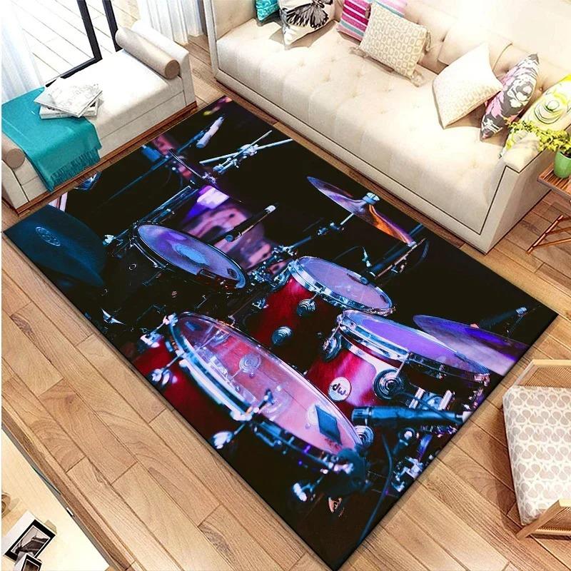 Rum Kit Music Instruments Area Large Carpet Musical Rock Rug for Home Living Room Bedroom Dorm Door Mat Non-slip Floor Mats INS