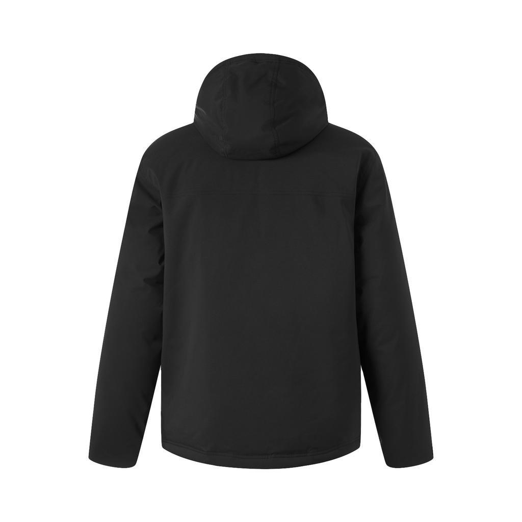 Li-Ning Pohodlná ležérní pánská krátká péřová bunda s kapucí odolná proti zimě pro venkovní nošení Černá AYMU363-2