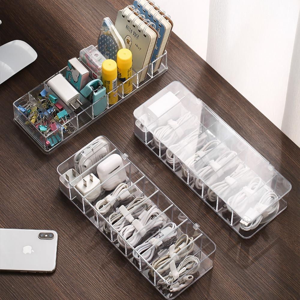 Plastic Lid Holder Anti Dust Boxes Cable Storage Box Data Line Storage Charger Wire Storage