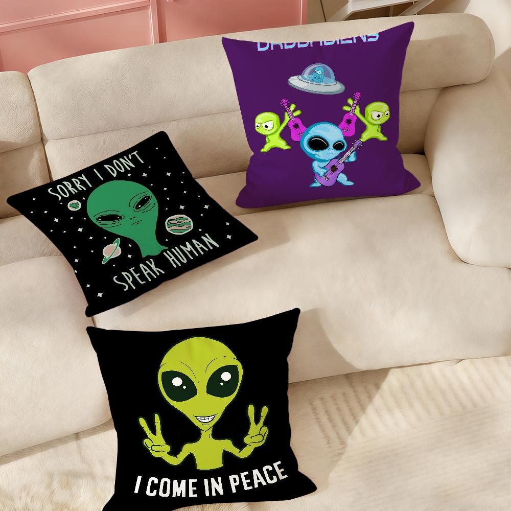 UFO Wir Kommen Zum Feiern Lustige Außerirdische Kissenbezüge Geeignet für Schlafzimmer Wohnzimmer Autos Heimdekoration
