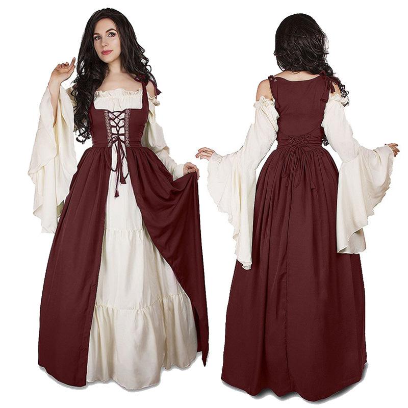Halloween Costume Female Vintage Court Princess Queen Costume Medieval Drama Stage Performance Costume Fashion