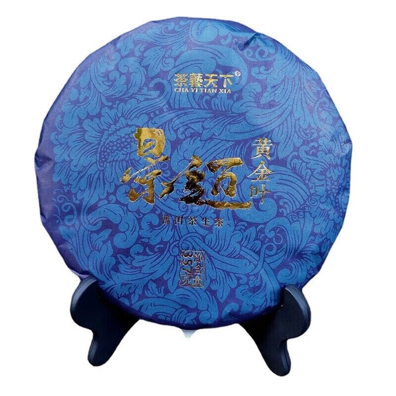 357g Jingmai Zlatý list Surový čajový koláč 2022 Yunnan Puerh Čaj