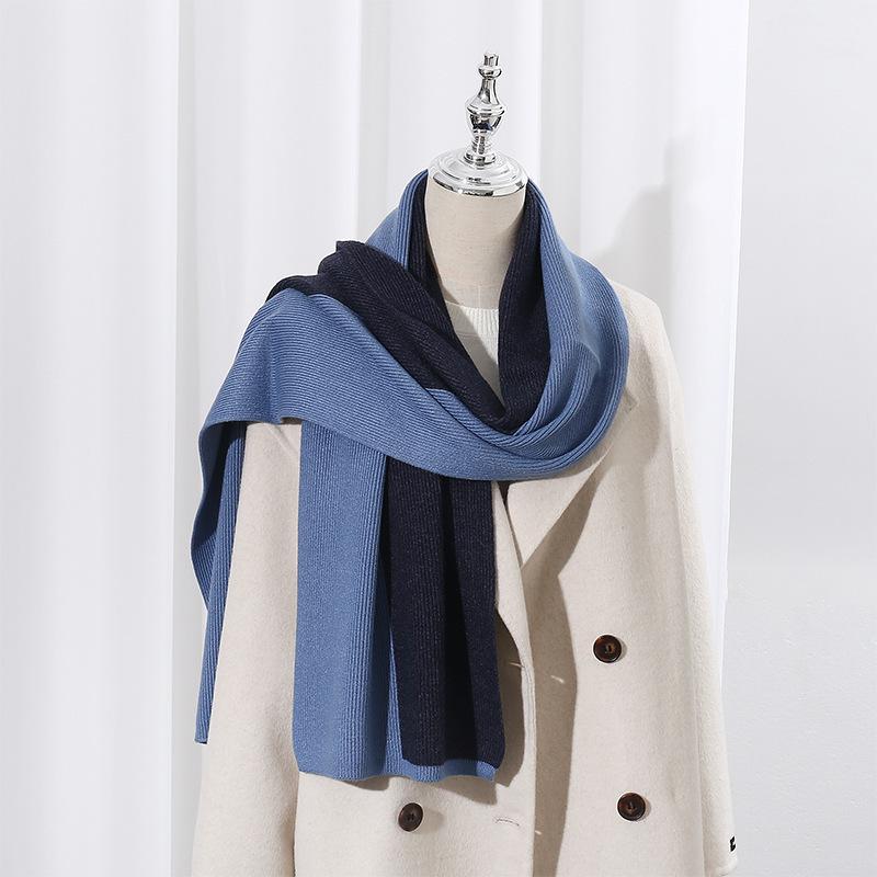 Fashionable  Color Blocked Versatile Scarf for Women  Winter Warm Long Scarf for Couples  Korean Style New Style