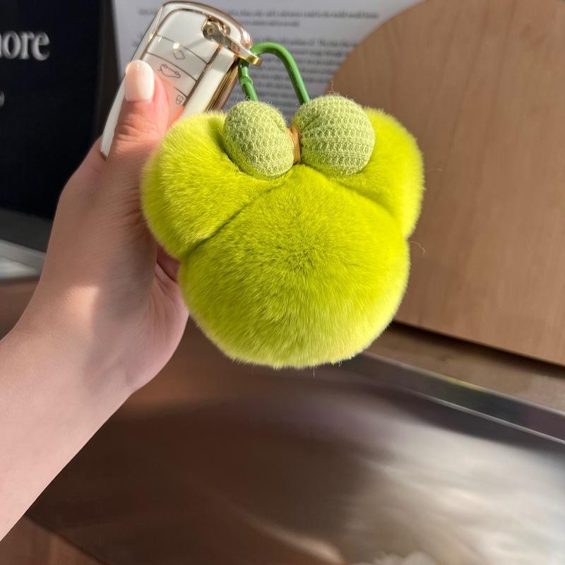 Cute Rex rabbit hair car keychain pendant Internet celebrities ins pom-pom doll book bag pendant gift