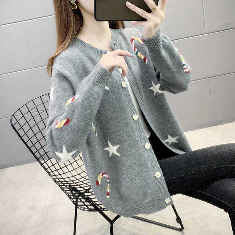 Women's Sweater Cardigans Spring Solid Sweater Coat Chic Korean Style Casual Cardigans Sweater