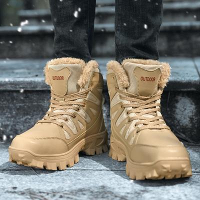 Herbst und Winter neue große Größe warme High-Top kurze Stiefel Baumwollschuhe Schneestiefel Herren Samt Outdoor Militärstiefel Herrenschuhe