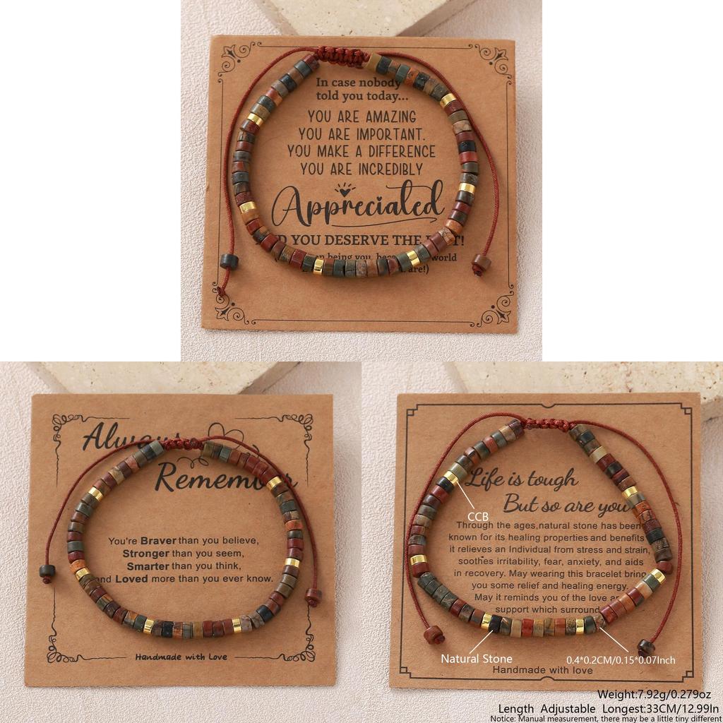 Natural Stone Adjustable Beaded Bracelet With Geometric Design For Women And Men