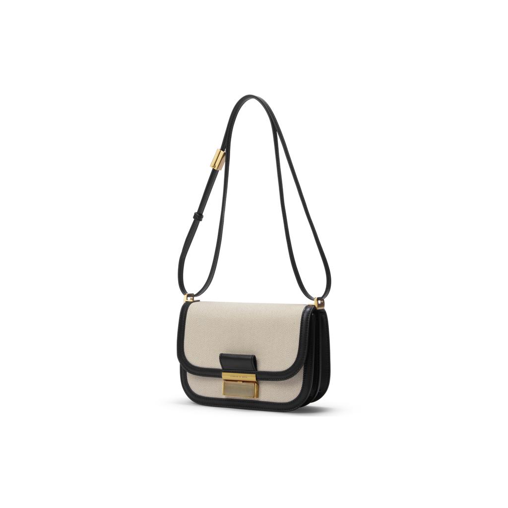 New CHARLES&KEITH Scarf Canvas Series Canvas Tofu Bag Shoulder Bag Small Women's Multicolor CK2-80782074