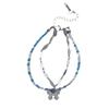 Stylish Double Layer Butterfly Bracelet For Women With Blue Crystal Beads