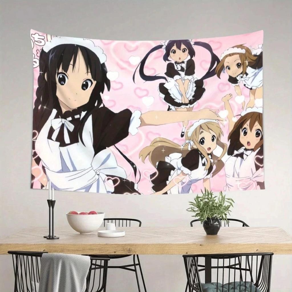 KKON Maid Ver Anime Tapestry Pink Heart Wall Hanging for Bedroom Dorm Decor Kawaii Music Anime Themed Home Decor for Bedro