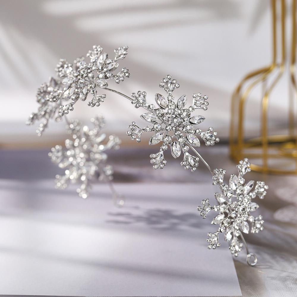 Sparkling Snowflake Wedding Headdress Rhinestone Tiaras Bridal Headpiece  Bride Wedding