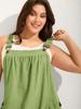 Plus Size Women's Cotton Pleated Suspender Dress with Pockets - Casual and Slimming Fit