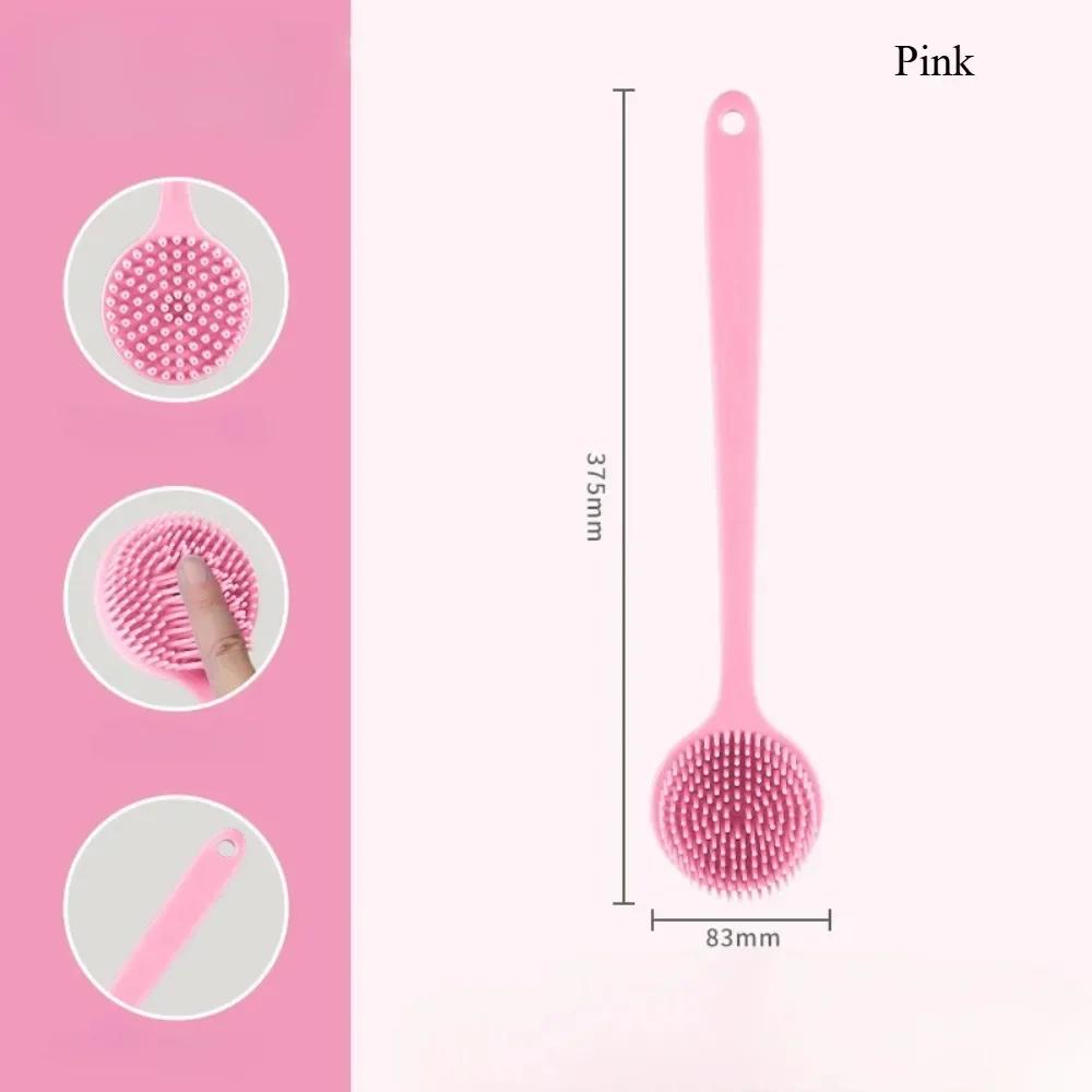 Used for Deep Cleaning, Massage, Skincare, Double-sided Silicone Back Long Handle Shower Brush, Shower Exfoliating Tool