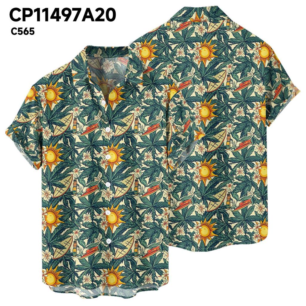 Summer Hawaiian Style Multi-color Printed Cardigan Men's Short Sleeved Shirts