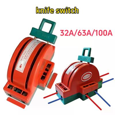 2 Pole Double Throw Knife Disconnect Switch 32A 63A 100A DPDT Cutter Safety Disconnect Switch Power Disconnect Switch