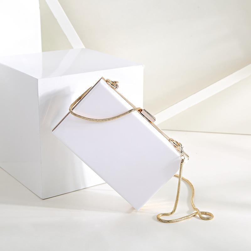 New Box Bag Trendy Setting Dinner Bag Fashionable Versatile Chain Bag Solid Color Transparent Women's Bag