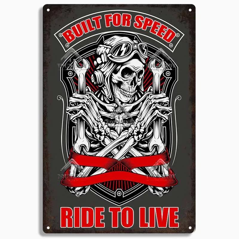Born to Ride Motorcycle Tin Signs, Retro Metal Sign Plaque, Vintage Wall Decor, Garage, Bar, Man Cave, Decorative Plate