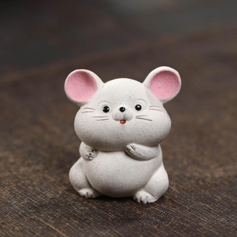 

Purple Clay Tea Pet Cat Decoration Sculpture Simplicity Home Cute Tea Pet Handmade Mouse Decoration Creative Teaware Accessories