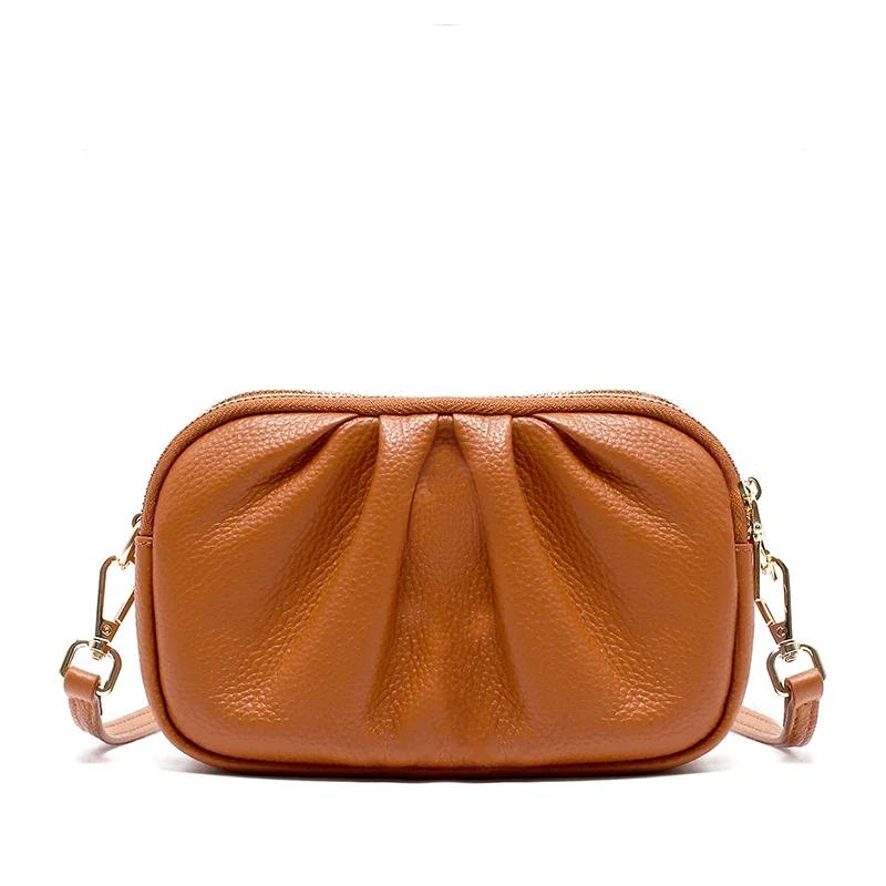 Ladies Soft Retro Cowhide Small Crossbody Bag Female Casual Luxury Designer Handbags Women Cow Leather Phe Shoulder Bags Lady