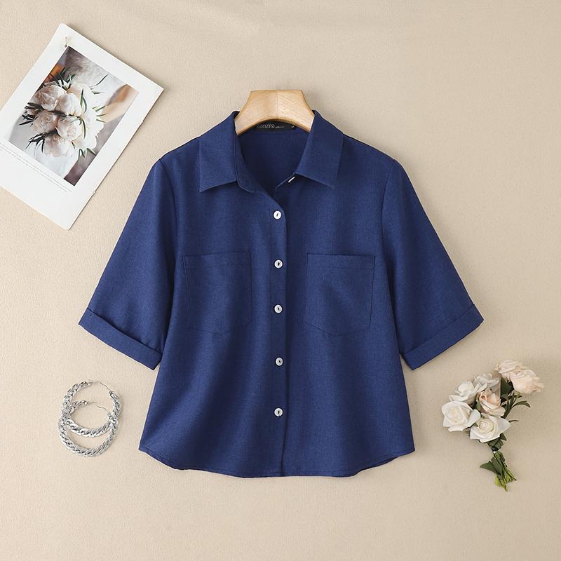ZANZEA Women Casual Turn Down Collar Loose Summer Short Sleeve Blouse