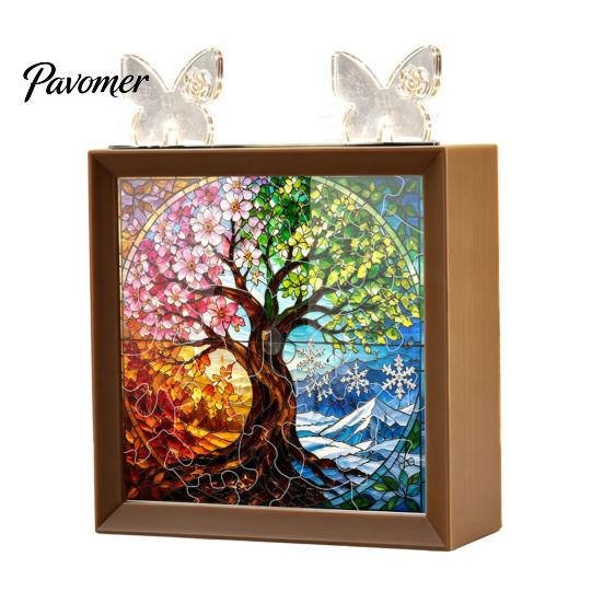Romantic Warm Light Decor DIY Acrylic Puzzles Night Light, Hand-Assembled Jigsaw Lamp with Butterfly Decor, Atmosphere for Room Creative Handmade LED