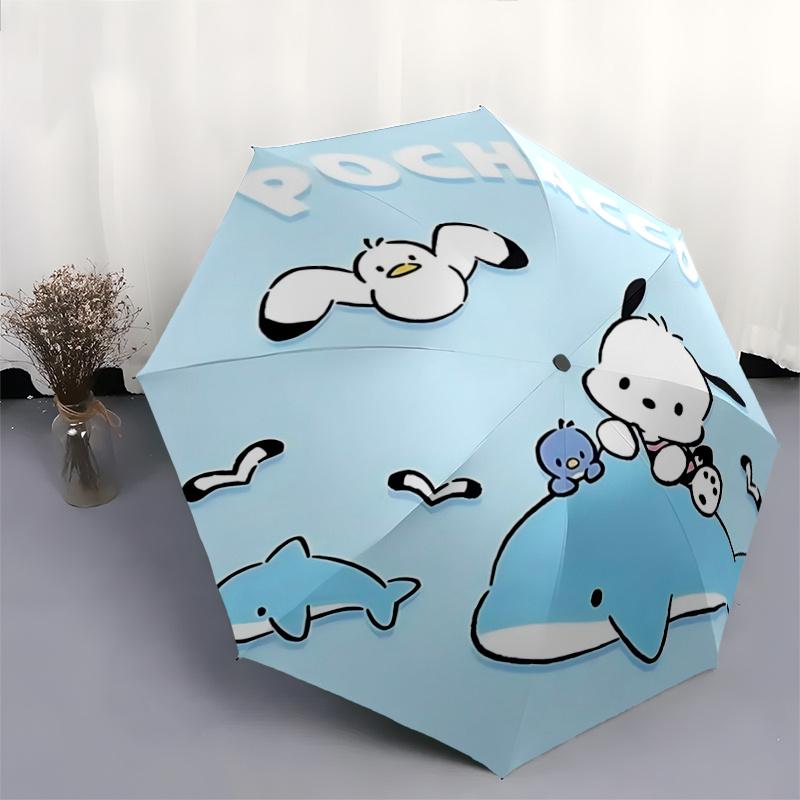 1pc Pochacco Automatic Opening/Closing Umbrella with Convenient Three-Fold Design, 8-Bone Iron Frame, Outdoor, Perfect Gift for Fans, Travelers, Daily