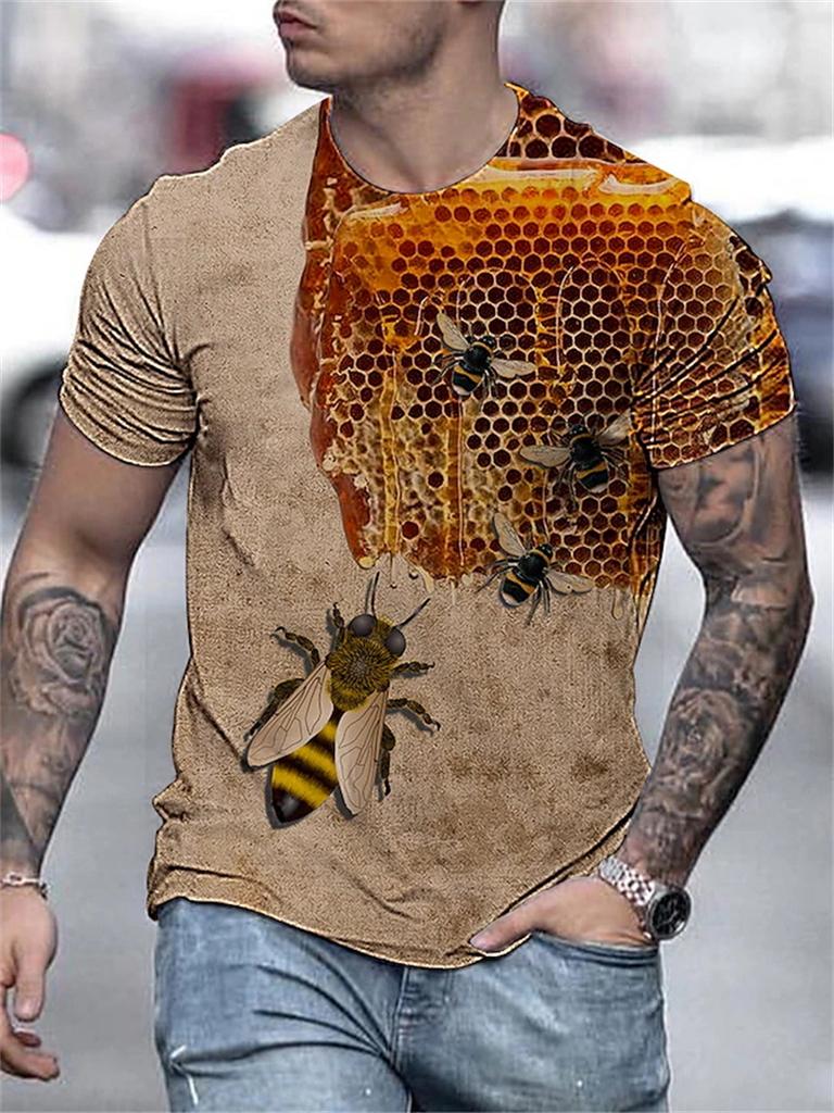 Men's T-Shirts 3d Print Cute Bee Pattern Tops Tees New In Summer Women Kids Streetwear Fashion Oversized T Shirt Men Clothing