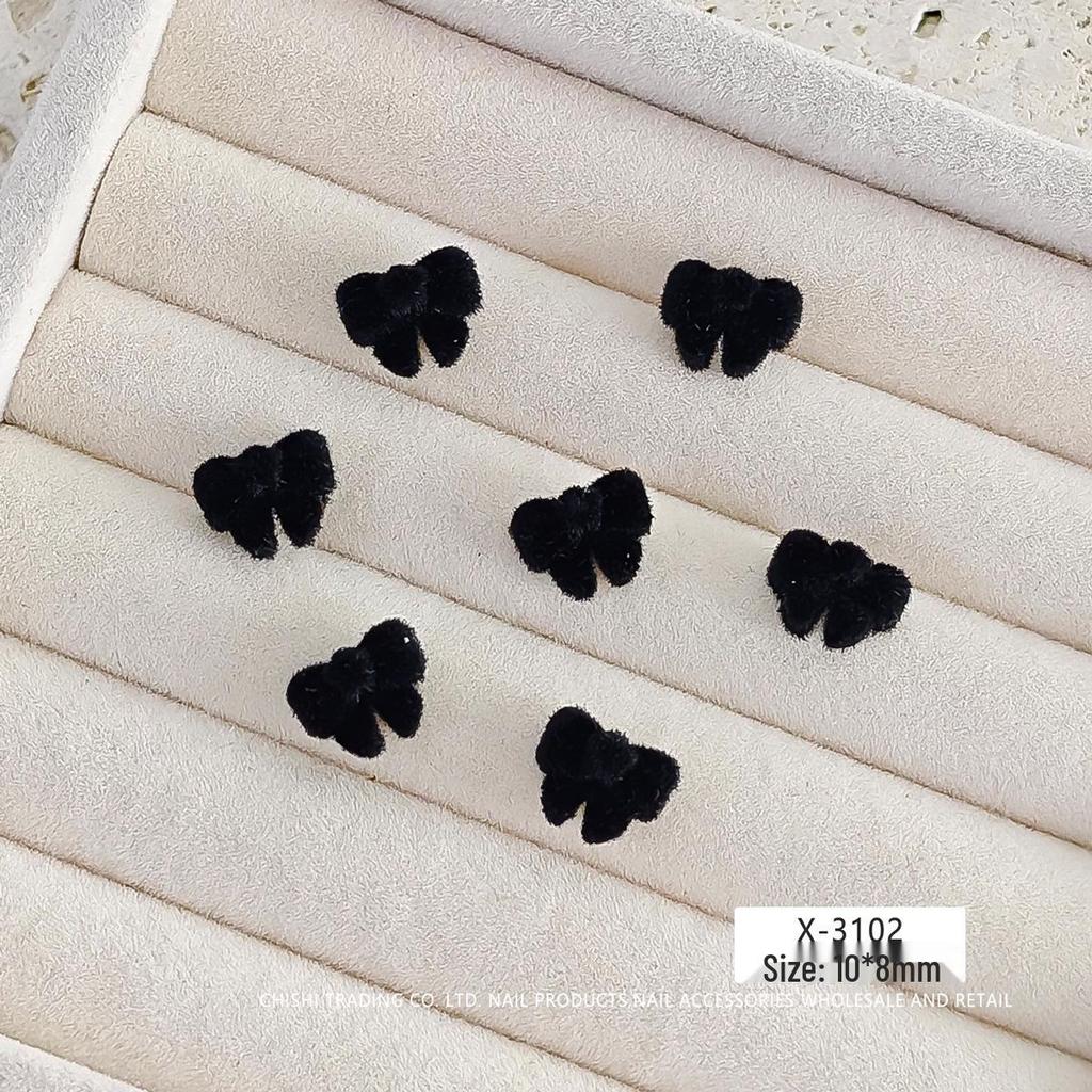 Little Panda Paw Bow Diy Flocking Resin Nail Art Decorations – Autumn/Winter Sweet Girl Style