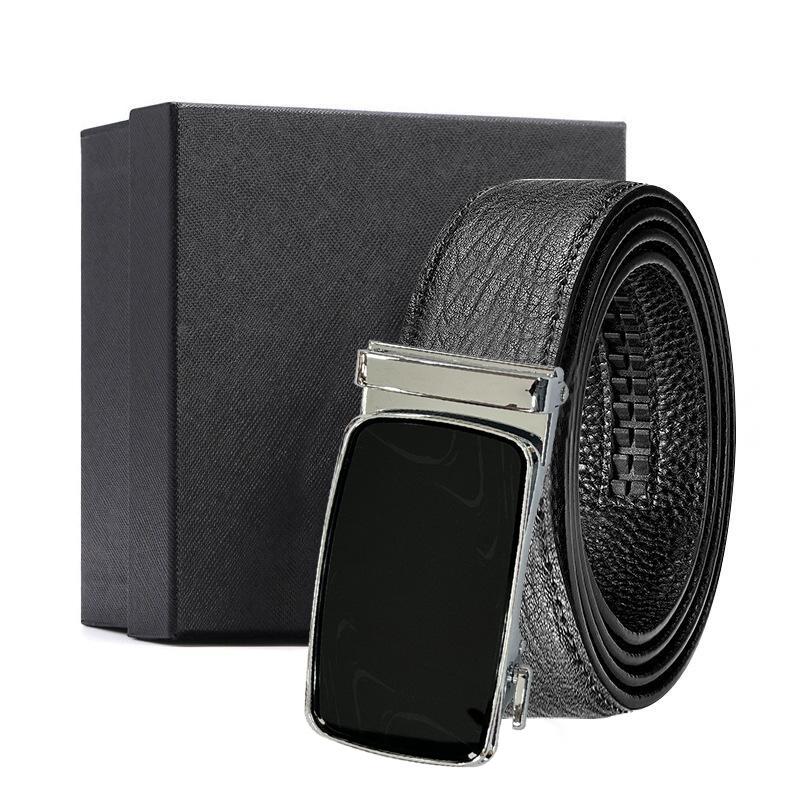 

en s first layer cowhide water ripple automatic buckle belt, high-end fashion versatile belt 120*3.5cm
