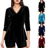 Women's Vintage Velvet Long Sleeve Tunic Top for Casual Wear and Everyday Outfits