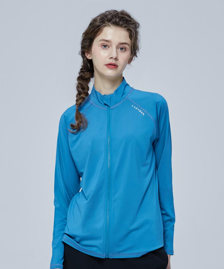 Leijibi Essential Loose Fit Multisports Women'S Zip-Up Rash Guard Storm Blue