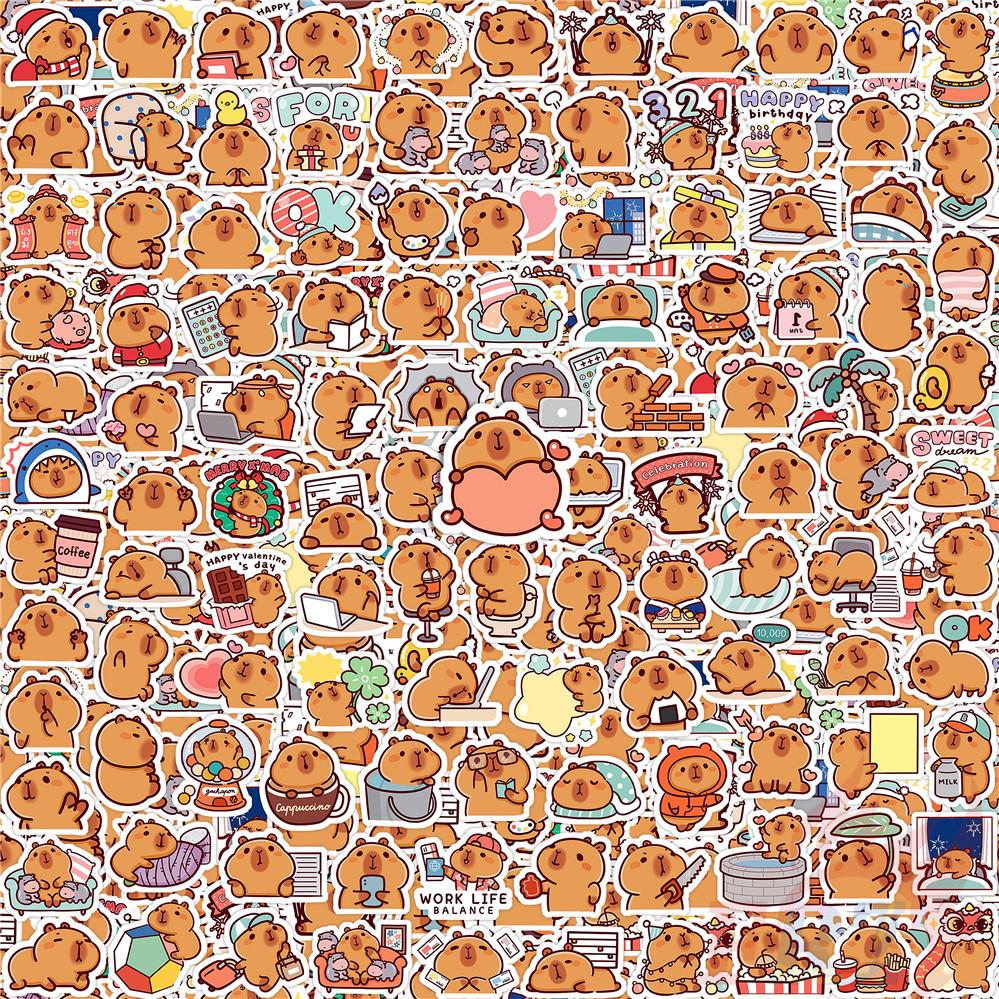 125Pcs/Set Capybara Q-3 Mini Diary Manual Stickers DIY Scrapbooks Album Decor Decals Stickers