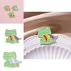 Charming New Blue Pink White Striped Frog Shape Brooch Unique Animal Pin Accessory