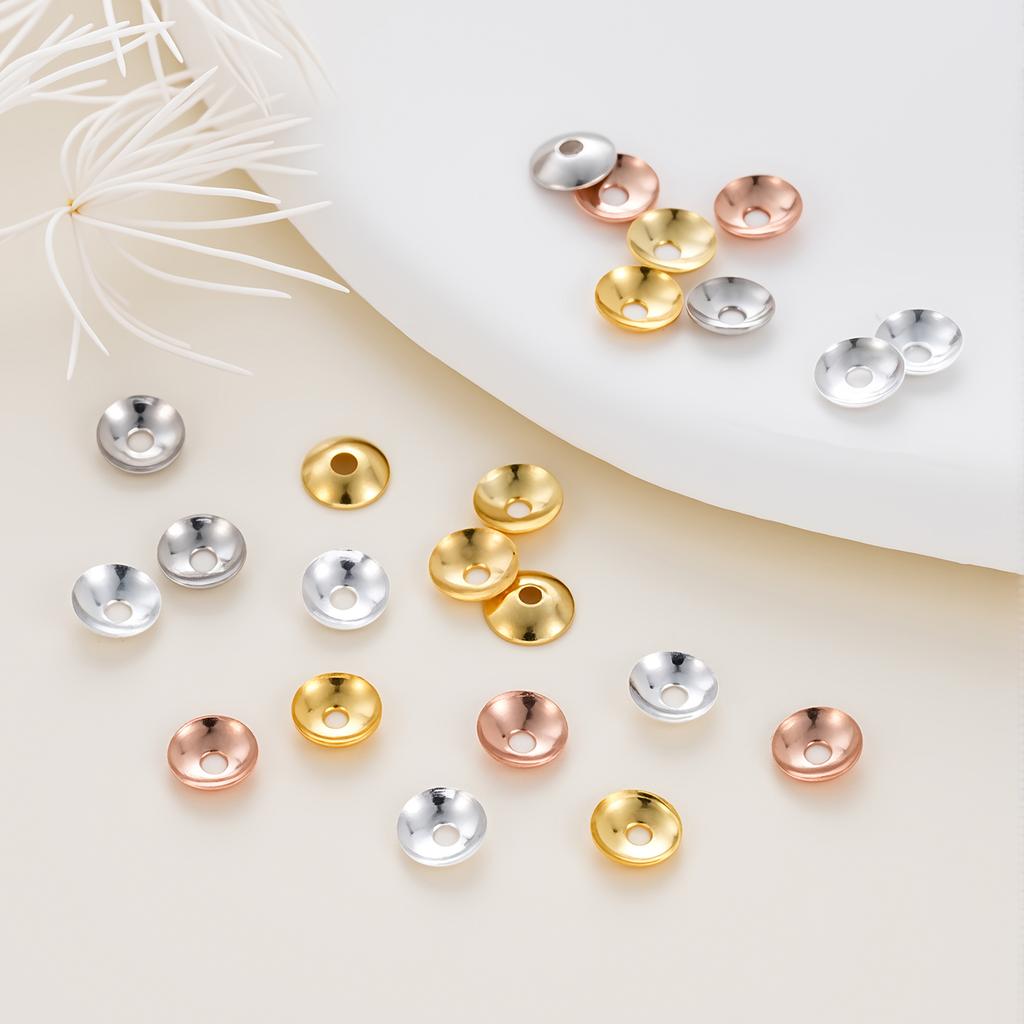 50Pcs 3/4mm 14/18K Gold Color Plated Copper Beads Caps Spacer Beads for DIY Necklace Bracelets Jewelry Making Accessories