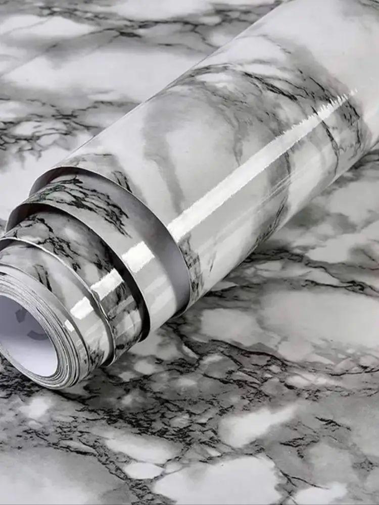 Marble Self-Adhesive Film - Water/Oil Resistant PVC Wallpaper for Kitchen Backsplash & Countertops - Peel & Stick