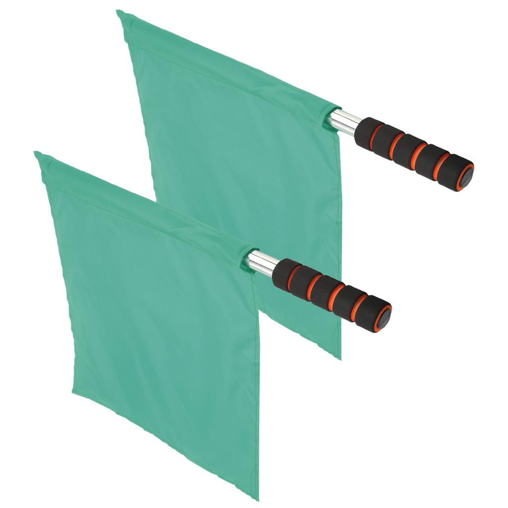 2Pcs Referee Official Flags Stainless Steel Pole Sports Competition Linesman Hand FlagGreen