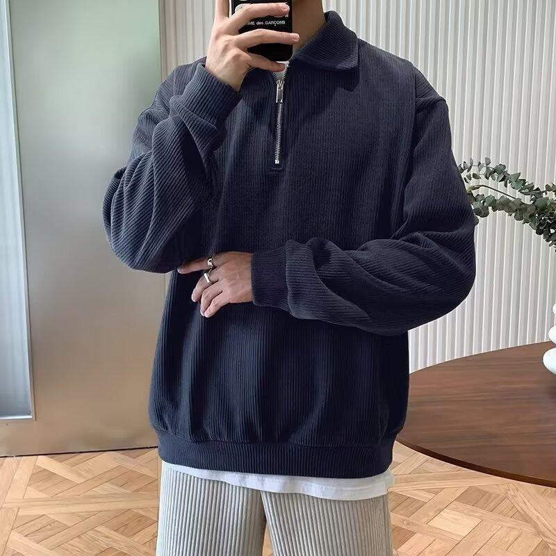 Trendy Harajuku-Style Half-Zip Sweatshirt: Artistic & Versatile Fashion