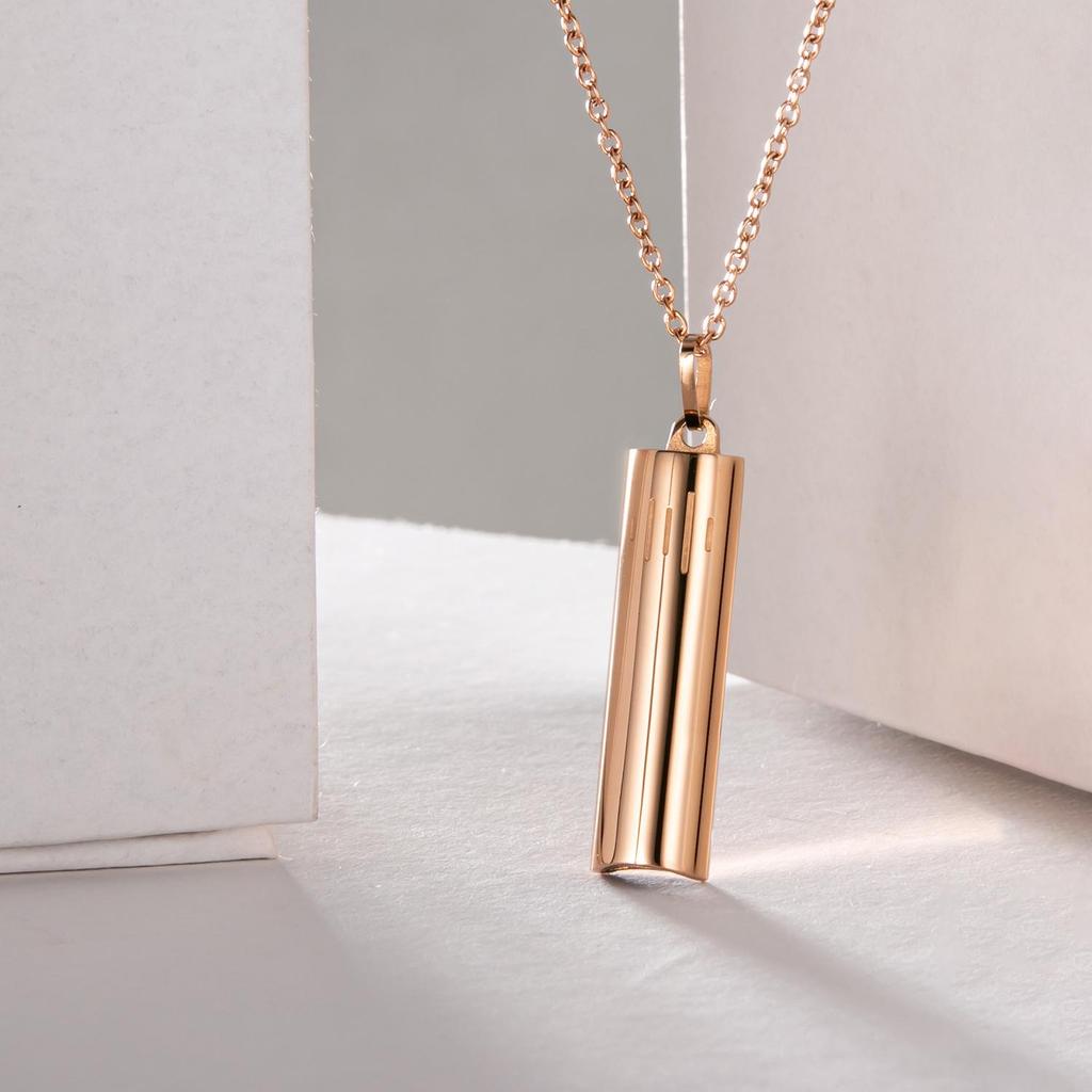 Gold Titanium Steel Meditation Pendant Necklace - Hand Polished Stainless Steel Jewelry