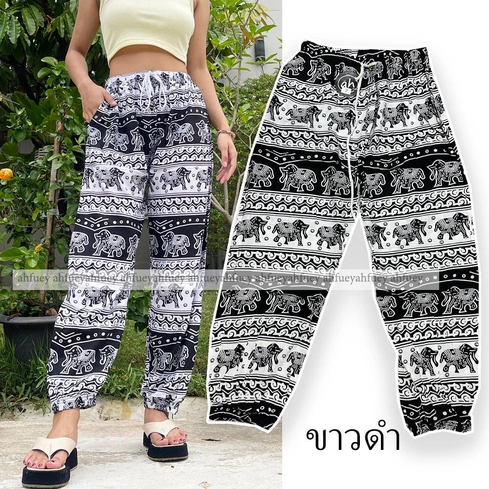 Elephant Pants Long Adjustable Elastic High Waistband Strap Jumper  Unisex Man Women Print Thailand Casual Streetwear Beach Bohemian Retro Vintage