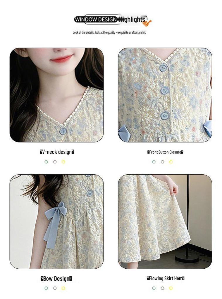 2026 New Floral Summer Dress for Older Girls - High-End Princess Style